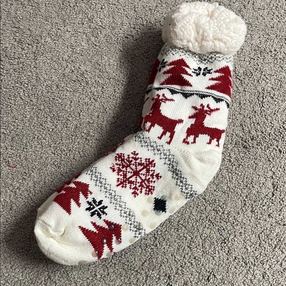 Cozy Holiday Themed Slipper Socks With Grippy Bottom NWOT
